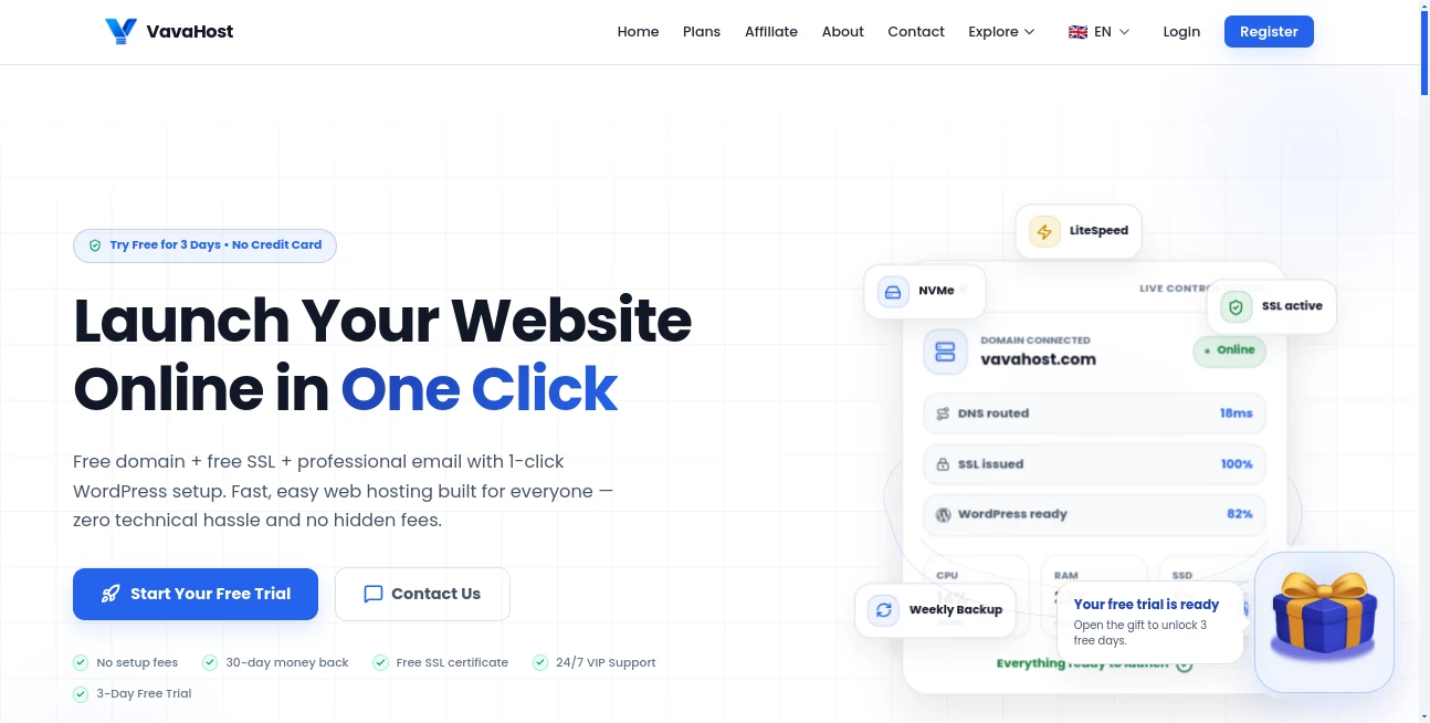 Screenshot of VavaHost – An AI tool in the ,Other  category, showcasing its interface and key features.