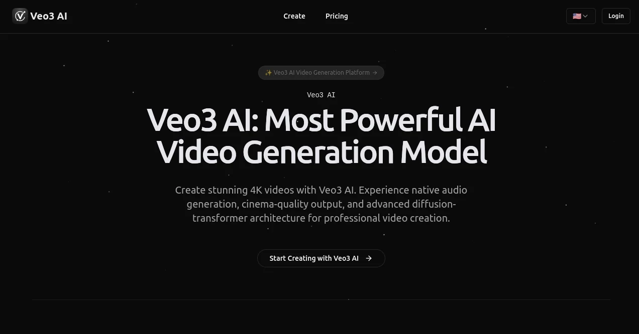 Screenshot of Veo3 AI – An AI tool in the ,AI Video Generator  category, showcasing its interface and key features.