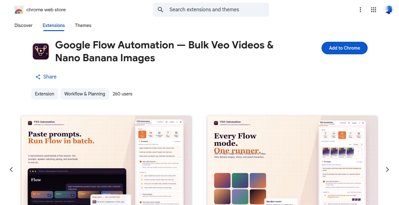 Screenshot of Veo Flow Automation – An AI tool in the ,AI Image to Video ,AI Video Generator ,AI Productivity Tools  category, showcasing its interface and key features.