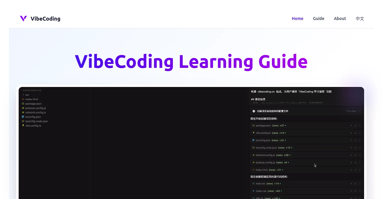Screenshot of Vibe Coding – An AI tool in the ,AI Code Assistant ,AI Code Explanation ,AI Code Generator ,AI Code Refactoring  category, showcasing its interface and key features.