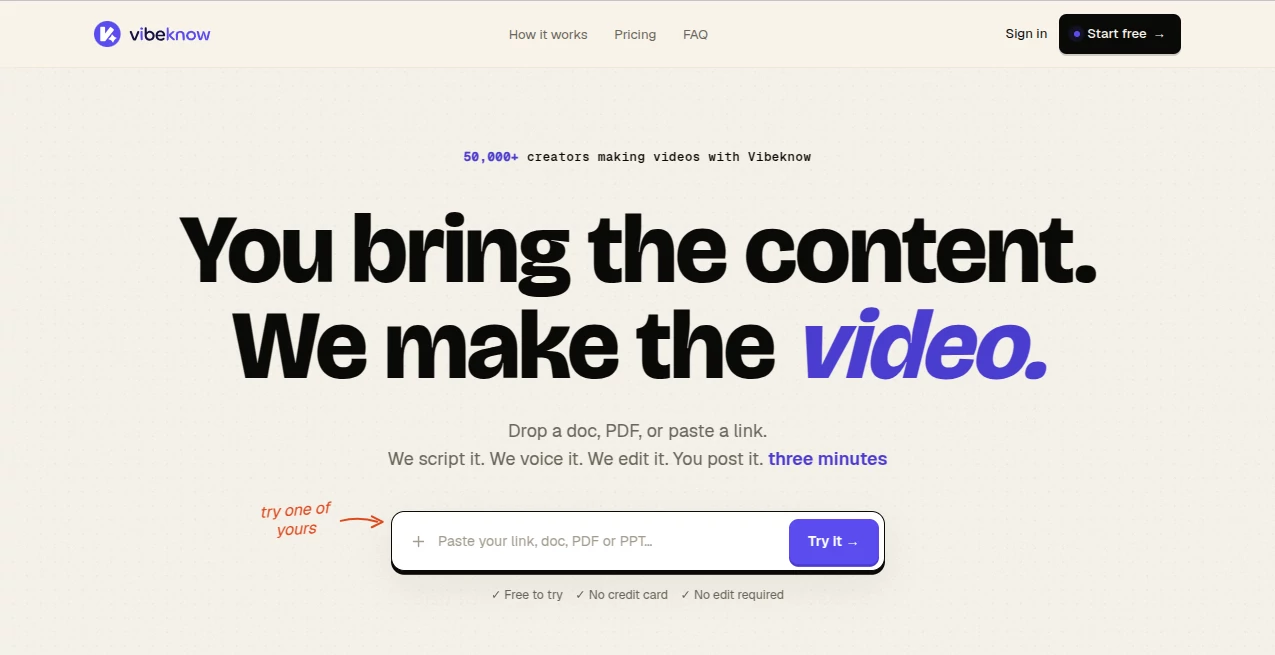 Screenshot of VibeKnow – An AI tool in the ,AI Text to Video ,AI Video Generator ,AI Education Assistant ,AI Presentation Generator  category, showcasing its interface and key features.