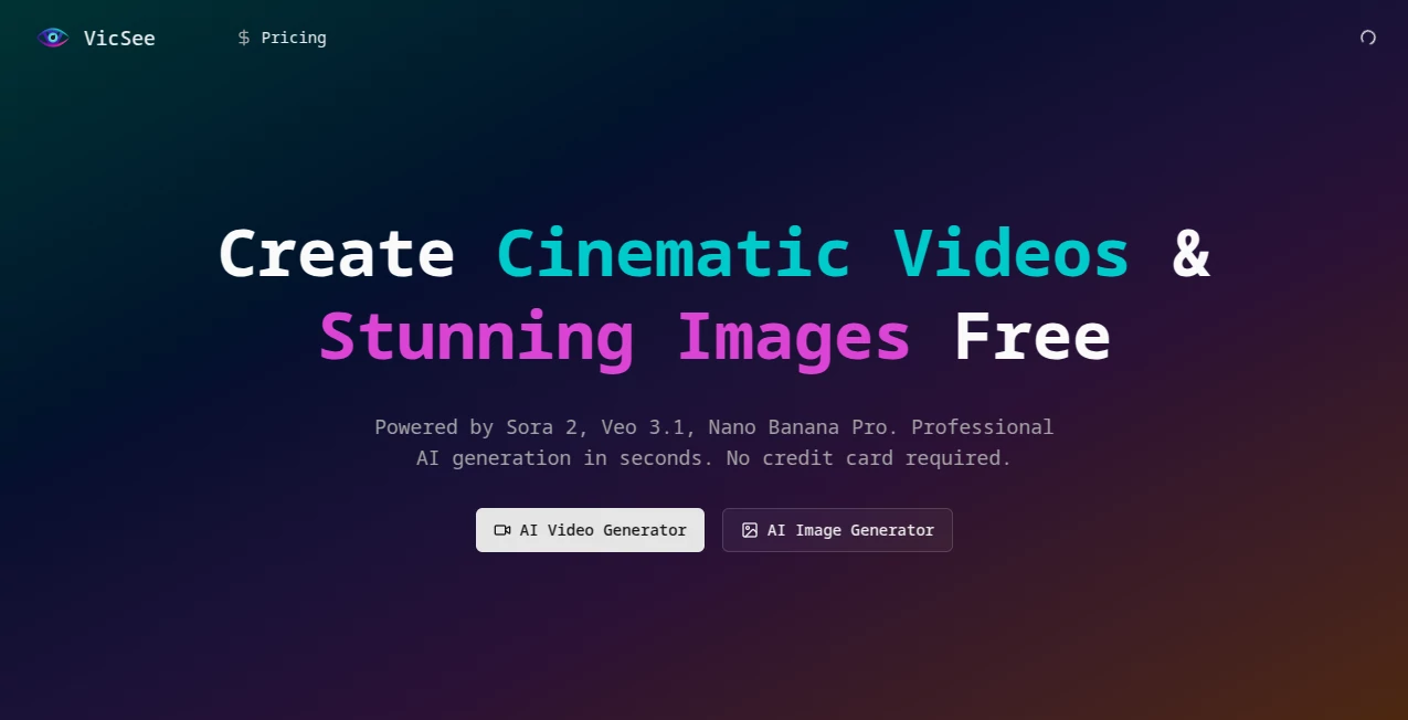 Screenshot of VicSee – An AI tool in the ,AI Photo & Image Generator ,AI Video Generator ,AI Art Generator ,AI Text to Image  category, showcasing its interface and key features.