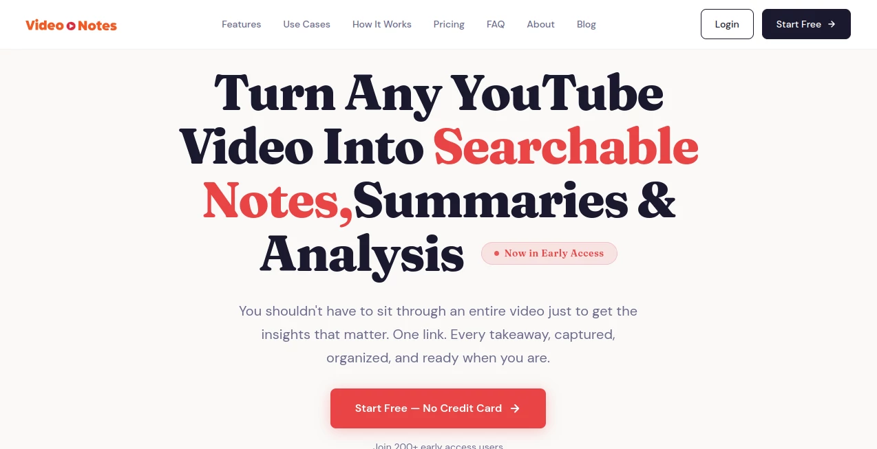 Screenshot of Video Notes – An AI tool in the ,AI Summarizer ,AI Video Search ,AI Education Assistant ,AI Notes Assistant  category, showcasing its interface and key features.