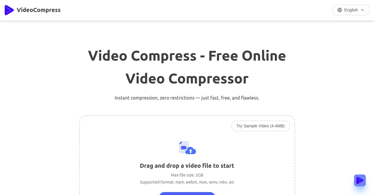 Screenshot of VideoCompress – An AI tool in the ,AI Video Editor ,AI Files Assistant ,AI Video Enhancer ,Photo & Image Editor  category, showcasing its interface and key features.