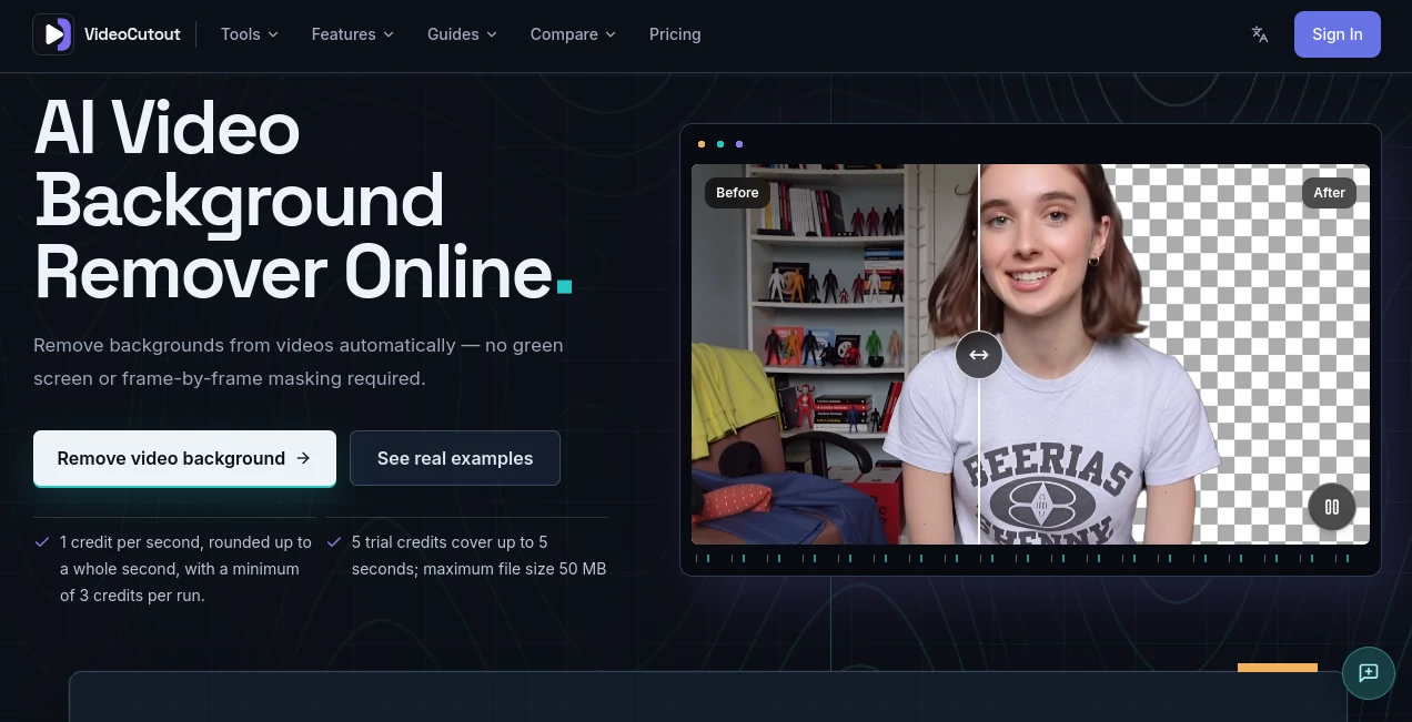 Screenshot of VideoCutout – An AI tool in the ,Video  category, showcasing its interface and key features.