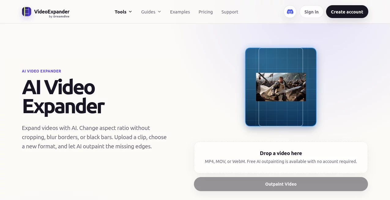 Screenshot of VideoExpander – An AI tool in the ,AI Image to Video ,AI Video Editor ,AI Video Enhancer ,AI Video Generator  category, showcasing its interface and key features.