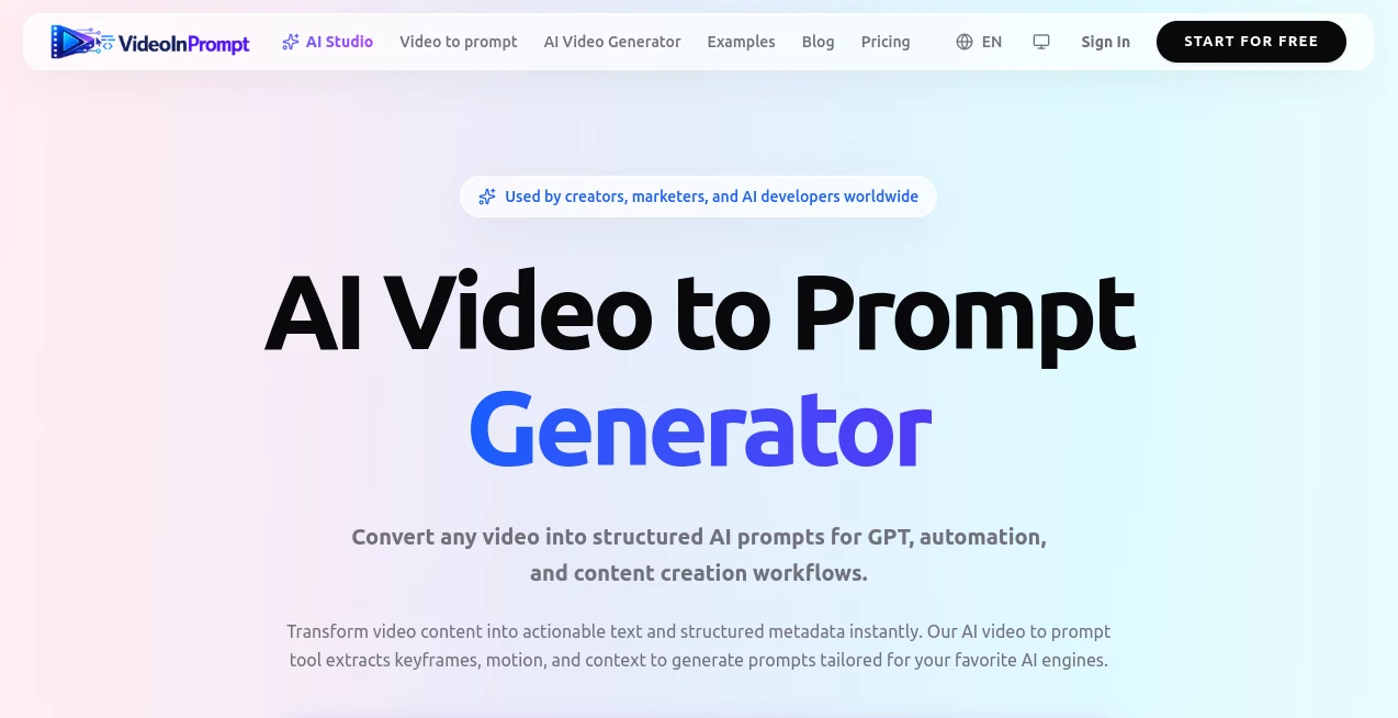 Screenshot of VideoInPrompt – An AI tool in the ,AI Video Search ,AI Developer Tools ,Prompt ,Video  category, showcasing its interface and key features.