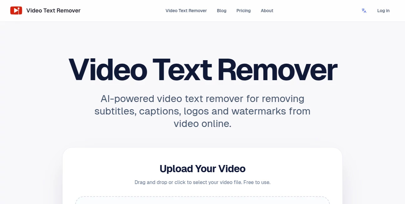 Screenshot of Video Text Remover – An AI tool in the ,AI Video Editor ,AI Video Enhancer ,AI Video to Video ,Other  category, showcasing its interface and key features.