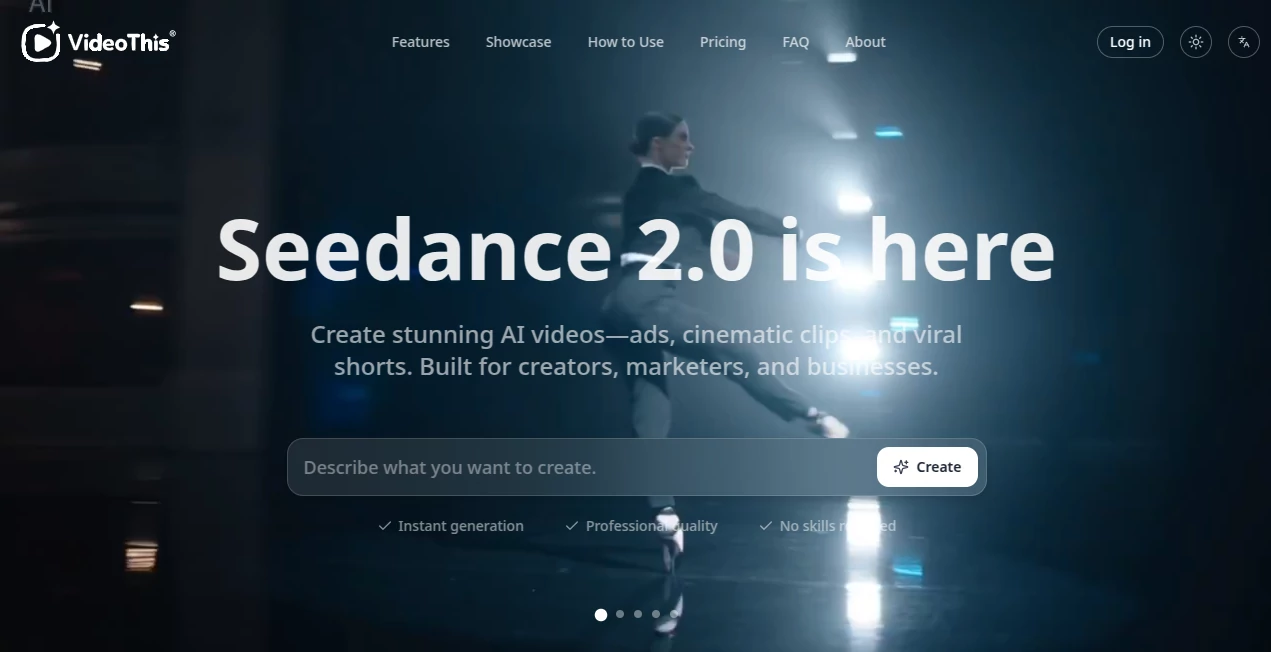 Screenshot of VideoThis – An AI tool in the ,AI Animated Video ,AI Image to Video ,AI Text to Video ,AI Video Generator  category, showcasing its interface and key features.