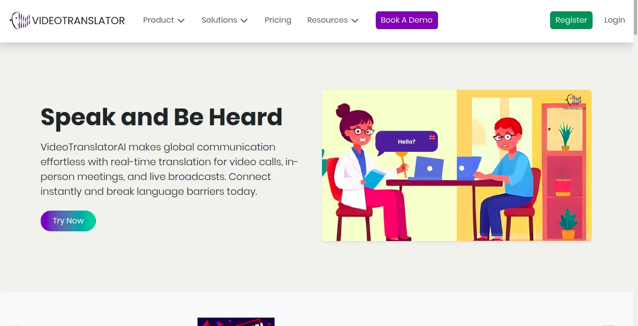 Screenshot of VideoTranslatorAI – An AI tool in the ,AI Video Editor ,AI Translate ,AI Speech to Text ,AI Speech Synthesis  category, showcasing its interface and key features.