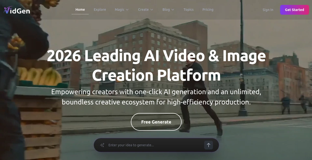 Screenshot of VidGenerator.AI – An AI tool in the ,AI Video Generator ,AI Video Editor ,AI Text to Video  category, showcasing its interface and key features.