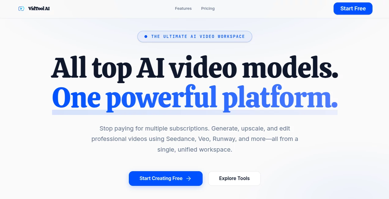 Screenshot of Vidtool AI – An AI tool in the ,AI Animated Video ,AI Marketing Plan Generator ,AI Video Generator ,AI Text to Video  category, showcasing its interface and key features.