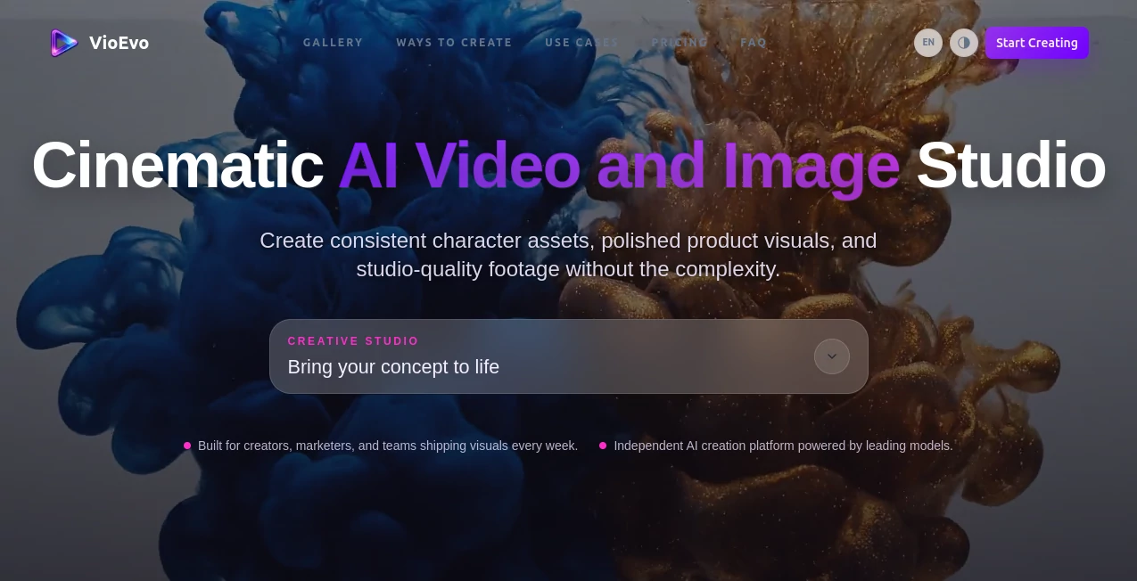 Screenshot of VioEvo – An AI tool in the ,AI Image to Video ,AI Video Editor ,AI Text to Video ,AI Video Generator  category, showcasing its interface and key features.