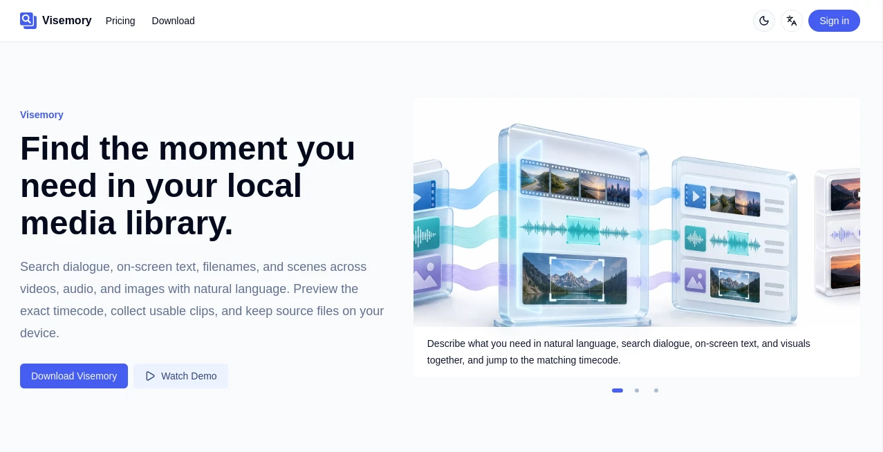 Screenshot of Visemory – An AI tool in the ,AI Speech to Text ,Productivity  category, showcasing its interface and key features.