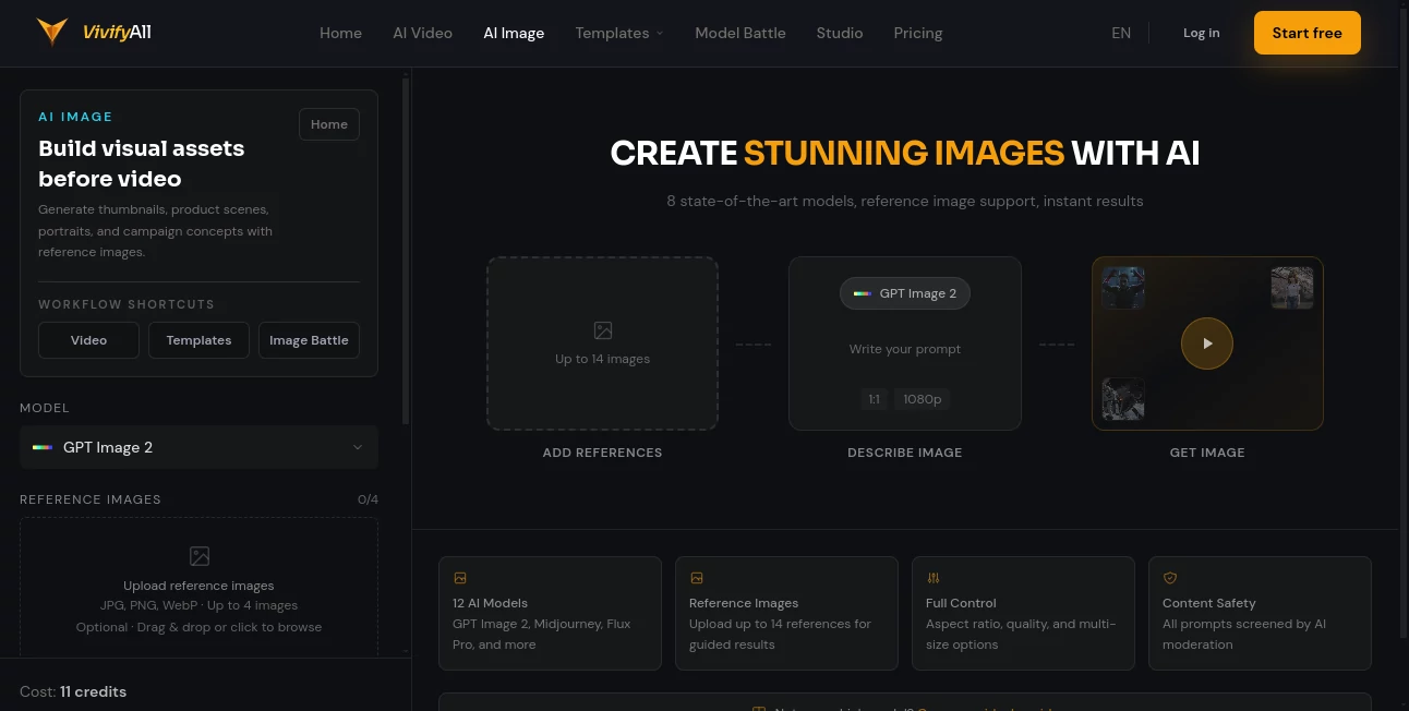 Screenshot of VivifyAll Image – An AI tool in the ,AI Photo & Image Generator ,AI Illustration Generator ,Image ,AI Text to Image  category, showcasing its interface and key features.