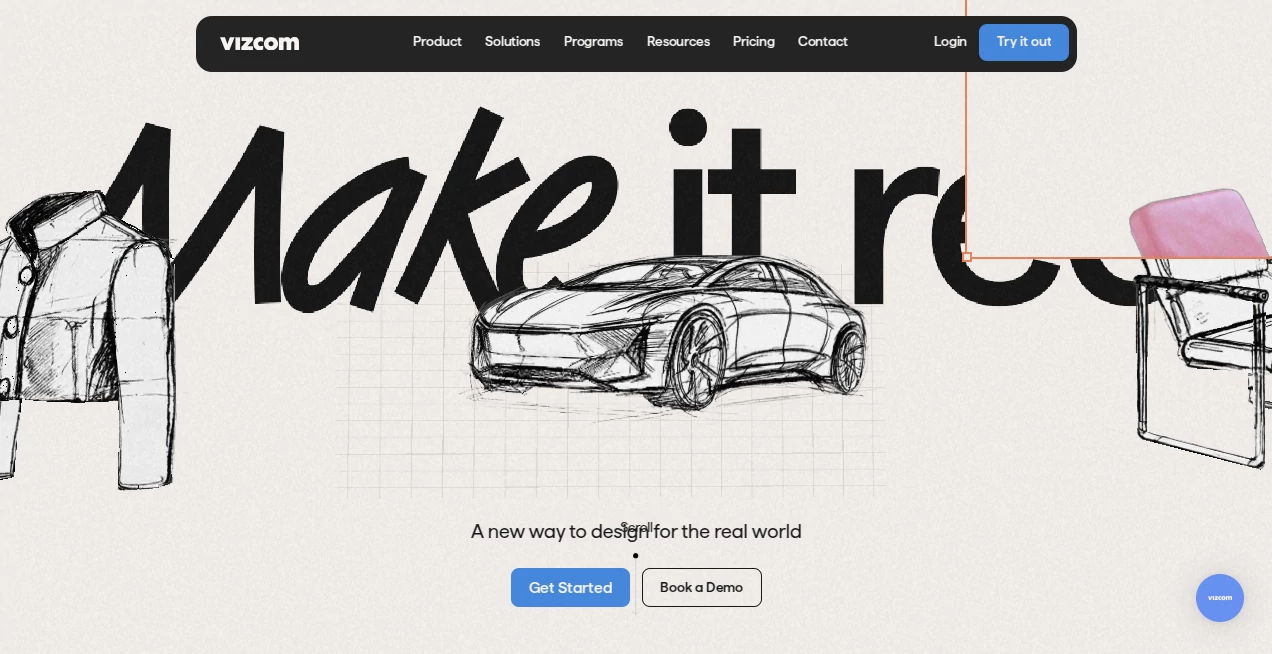 Screenshot of Vizcom – An AI tool in the ,AI Illustration Generator ,AI Design Generator ,AI Graphic Design ,AI Design Assistant  category, showcasing its interface and key features.