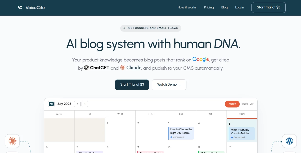 Screenshot of VoiceCite – An AI tool in the ,AI Blog Writer ,AI Content Generator ,AI SEO Assistant ,AI Marketing Plan Generator  category, showcasing its interface and key features.