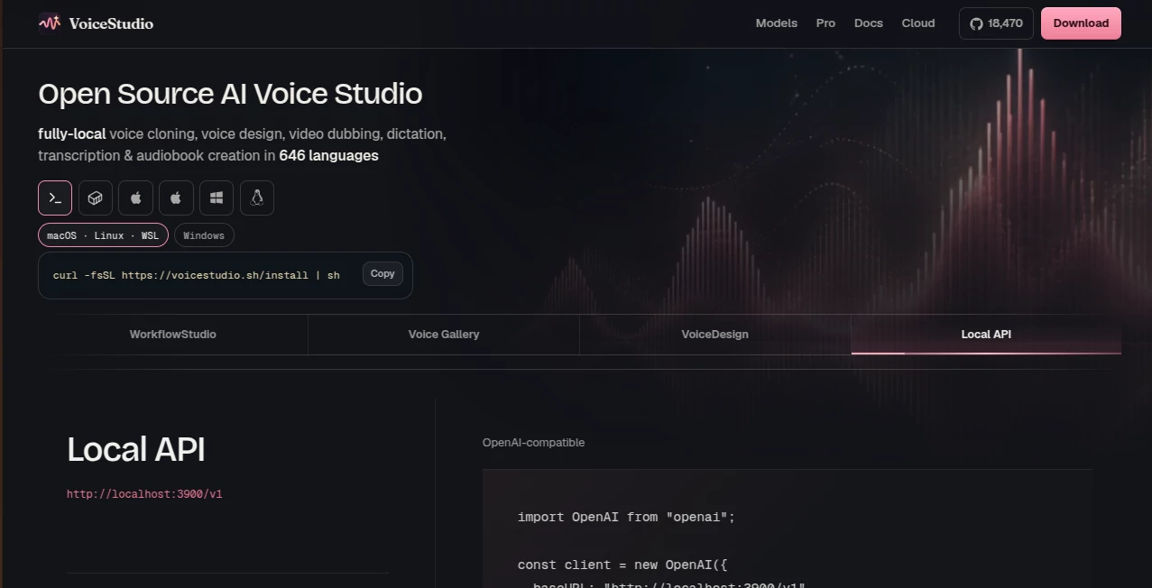 Screenshot of VoiceStudio – An AI tool in the ,AI Voice Cloning ,AI Speech Recognition ,AI Speech to Text ,AI Voice & Audio Editing  category, showcasing its interface and key features.