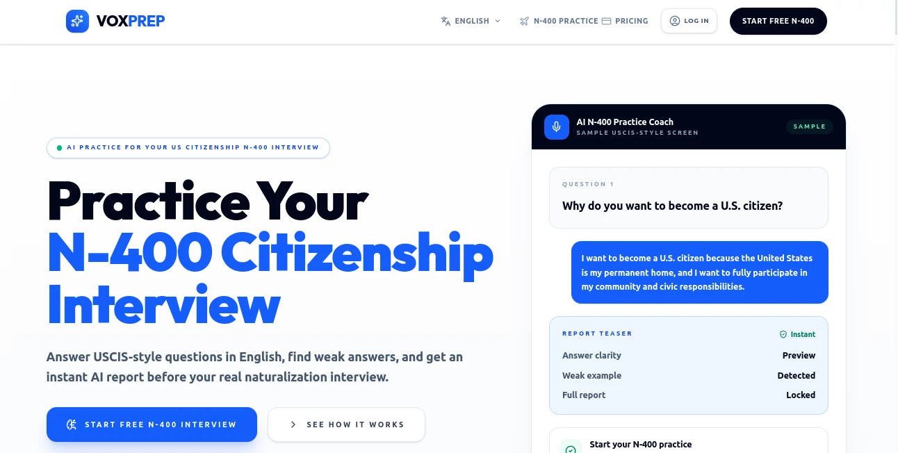 Screenshot of VOXPREP – An AI tool in the ,AI Speech Recognition ,AI Voice Assistants ,AI Interview Assistant ,AI Education Assistant  category, showcasing its interface and key features.