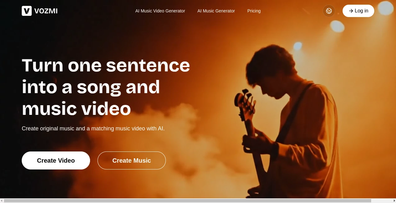 Screenshot of Vozmi – An AI tool in the ,AI Music Video Generator ,AI Music Generator  category, showcasing its interface and key features.
