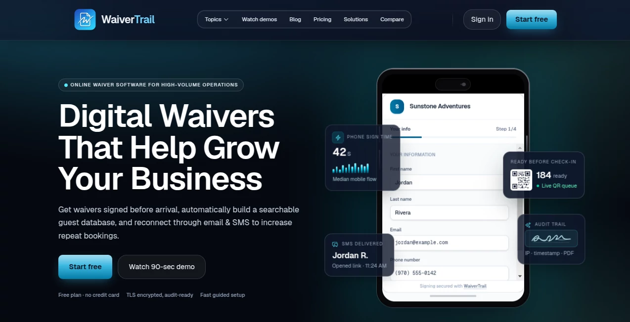 Screenshot of WaiverTrail – An AI tool in the ,Other  category, showcasing its interface and key features.