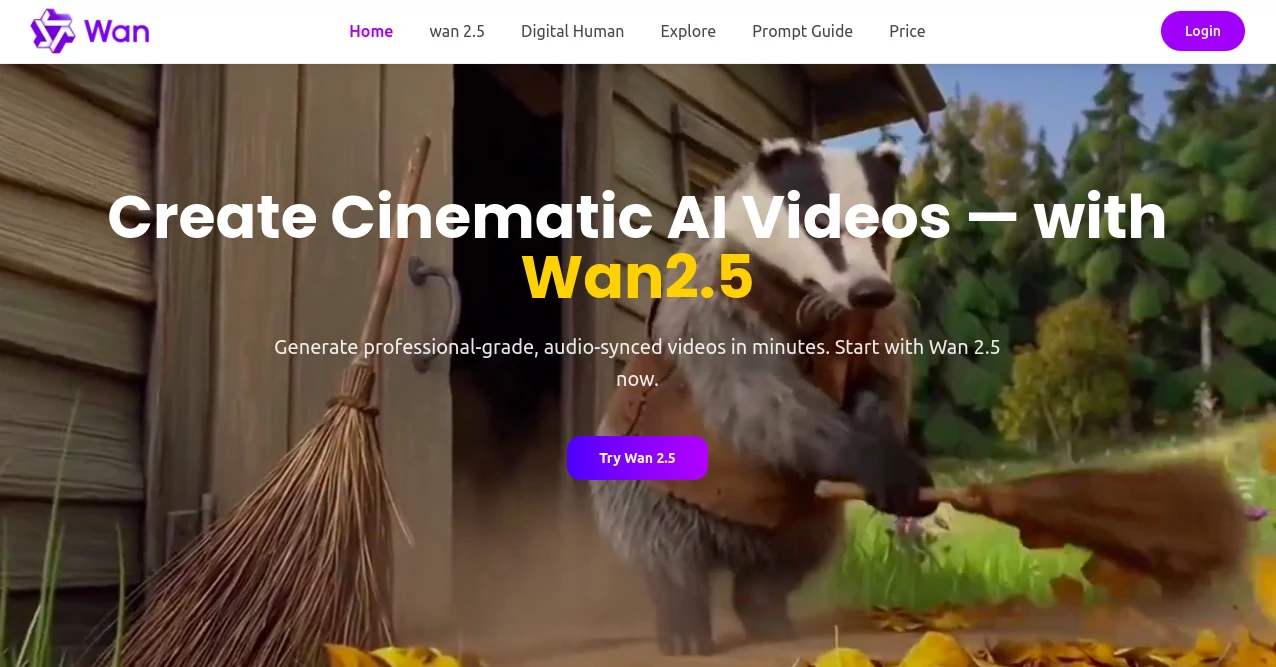 Screenshot of Wan2.5 – An AI tool in the ,AI Animated Video ,AI Image to Video ,AI Text to Video ,AI Video Generator  category, showcasing its interface and key features.