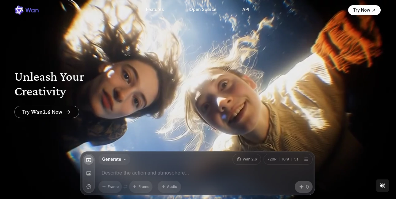 Screenshot of wan video – An AI tool in the ,AI Animated Video ,AI Image to Video ,AI Text to Video ,AI Video Generator  category, showcasing its interface and key features.