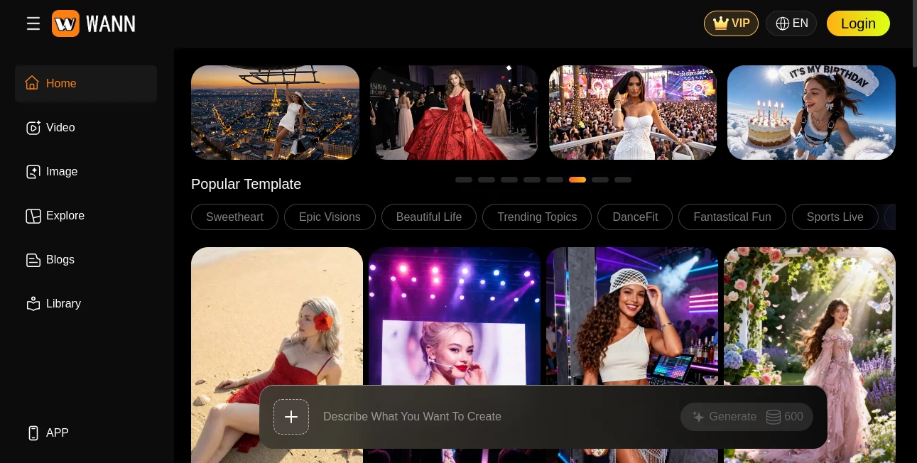 Screenshot of Wann AI – An AI tool in the ,AI Image to Video ,AI Text to Video ,AI Image to Image ,AI Text to Image  category, showcasing its interface and key features.