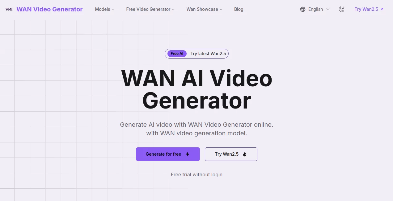 Screenshot of Wan AI Video Generator – An AI tool in the ,AI Animated Video ,AI Image to Video ,AI Text to Video ,AI Video Generator  category, showcasing its interface and key features.