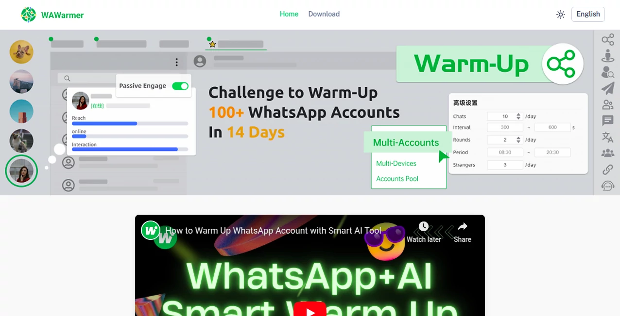 Screenshot of WAWarmer – An AI tool in the ,AI Lead Generation ,AI Social Media Assistant ,AI Chatbot ,AI Response Generator  category, showcasing its interface and key features.