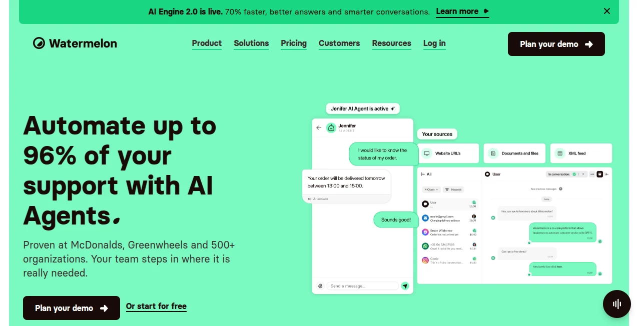 Screenshot of Watermelon.ai – An AI tool in the ,AI Sales Assistant ,AI Customer Service Assistant ,AI CRM Assistant ,AI Chatbot  category, showcasing its interface and key features.