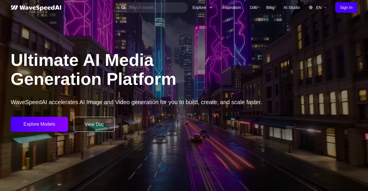 Screenshot of WaveSpeedAI – An AI tool in the ,AI Photo & Image Generator ,AI 3D Model Generator ,AI Video Editor ,AI Video Generator  category, showcasing its interface and key features.