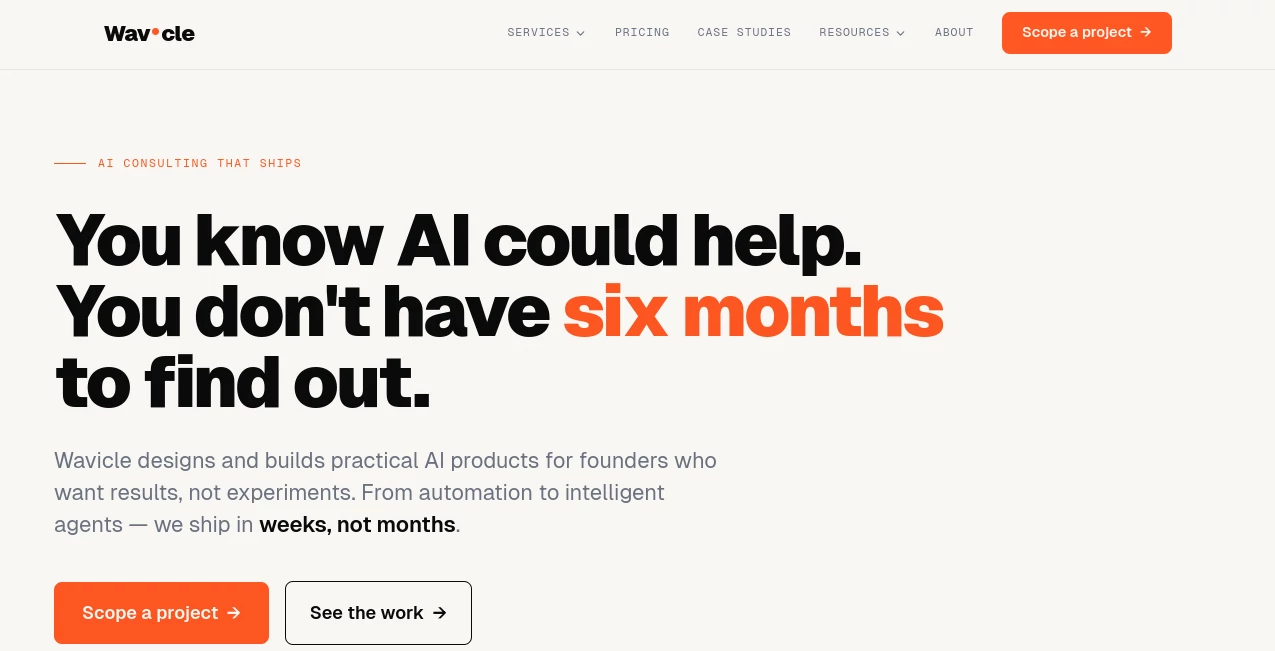 Screenshot of Wavicle – An AI tool in the ,AI Workflow Management ,AI Consulting Assistant ,AI Customer Service Assistant ,AI Developer Tools  category, showcasing its interface and key features.
