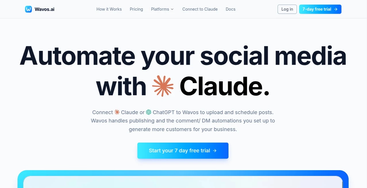 Screenshot of Wavos AI – An AI tool in the ,Marketing ,AI Customer Service Assistant ,AI Reply Assistant ,AI Social Media Assistant ,AI Scheduling ,AI Workflow Management  category, showcasing its interface and key features.