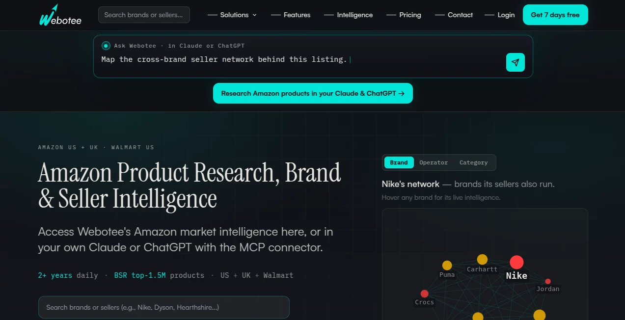 Screenshot of Webotee – An AI tool in the ,AI Research Tool ,AI Business Ideas Generator ,AI E-commerce Assistant ,AI Analytics Assistant  category, showcasing its interface and key features.