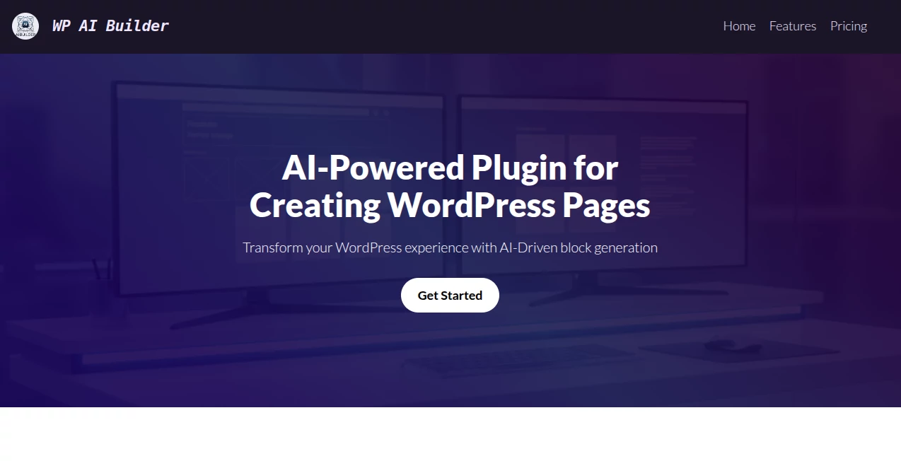 Screenshot of WP AI Builder – An AI tool in the ,AI Landing Page Builder ,AI Website Builder ,AI No-Code & Low-Code ,AI Developer Tools  category, showcasing its interface and key features.