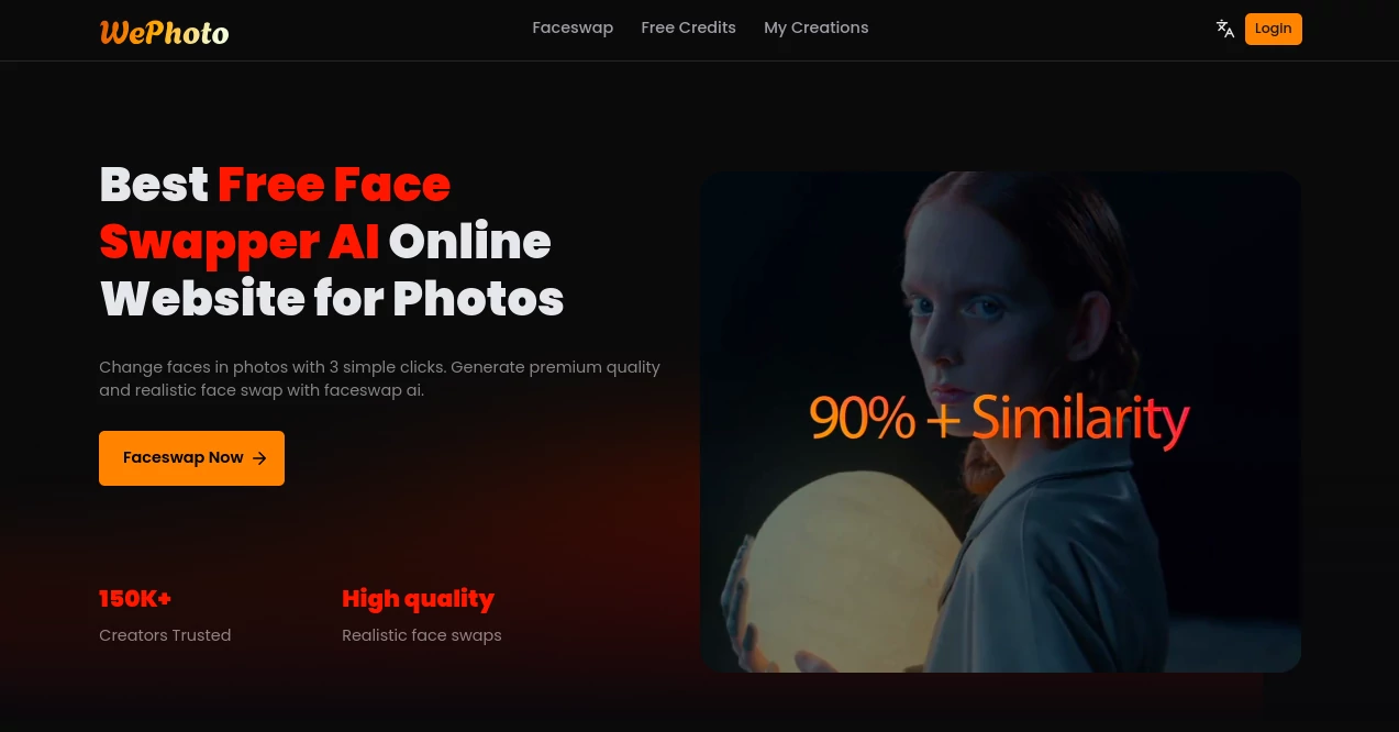 Screenshot of WePhoto – An AI tool in the ,Photo & Image Editor ,AI Photo Enhancer ,AI Face Swap Generator ,AI Image to Image  category, showcasing its interface and key features.