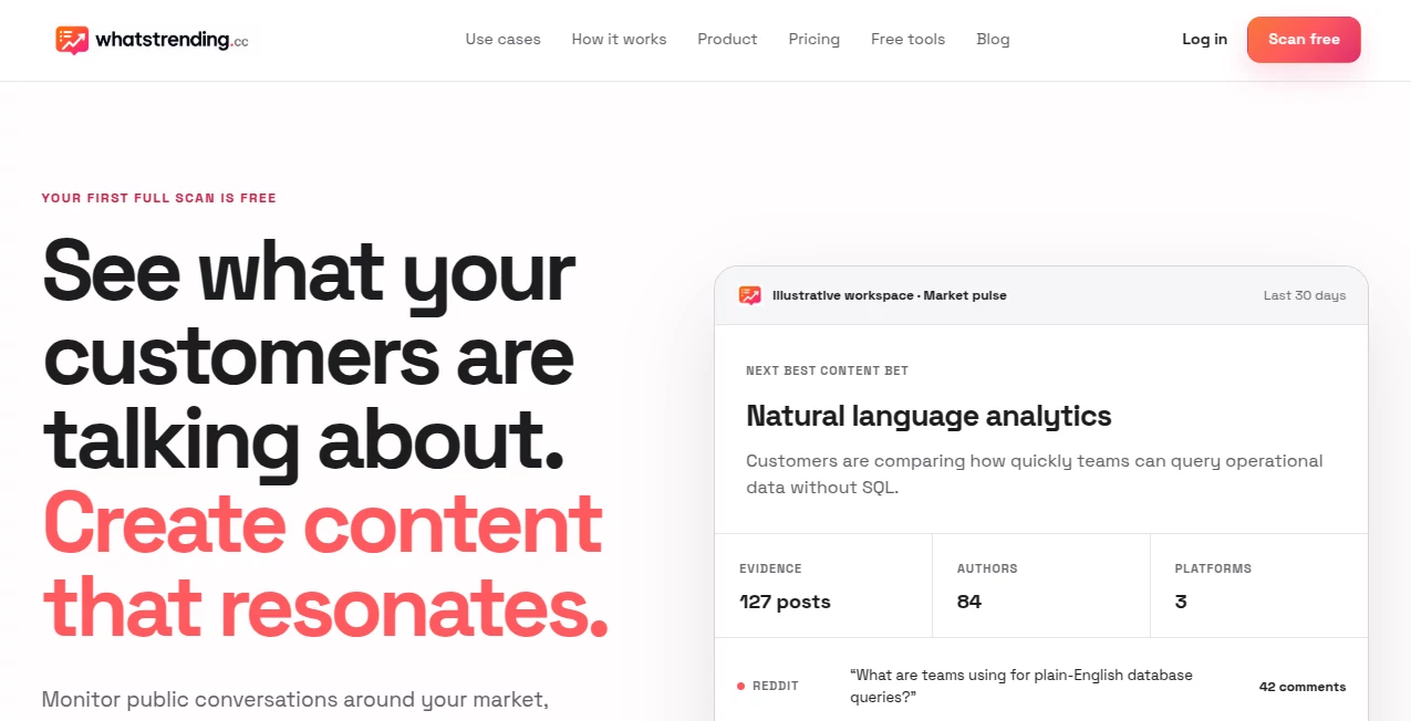 Screenshot of What's Trending – An AI tool in the ,AI Social Media Assistant ,AI Research Tool ,AI Analytics Assistant  category, showcasing its interface and key features.
