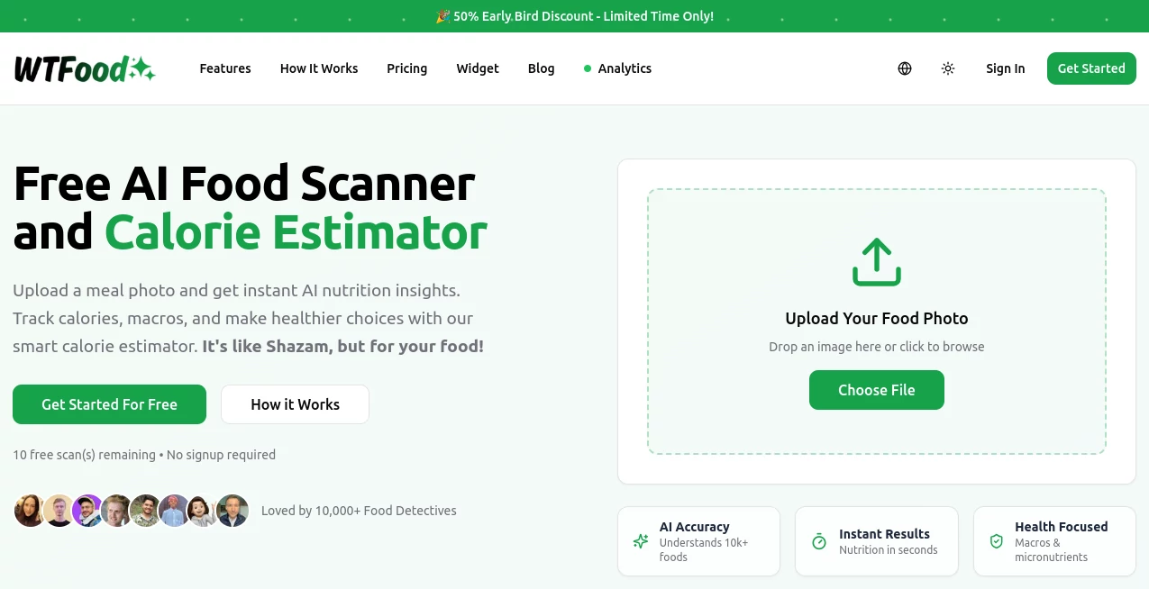 Screenshot of What The Food – An AI tool in the ,AI Cooking Assistant ,AI Recipe Assistant ,AI Life Assistant  category, showcasing its interface and key features.