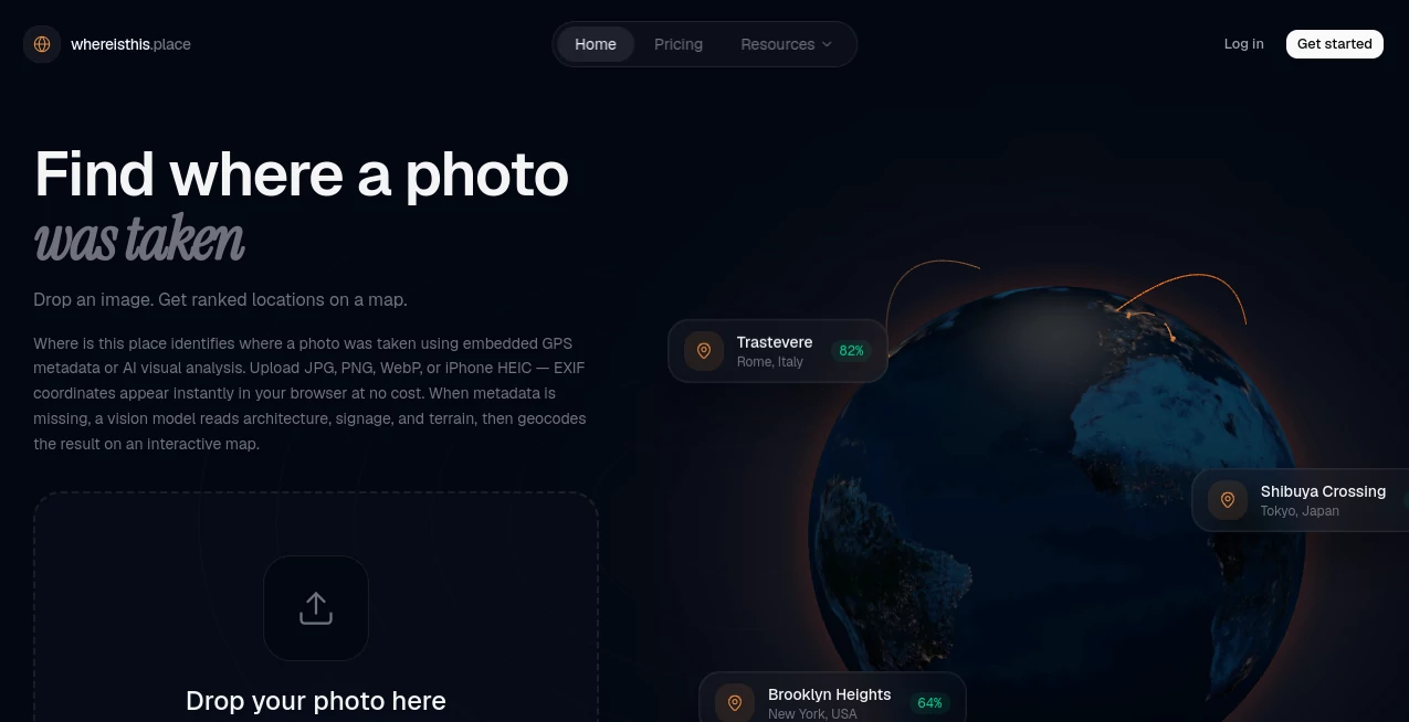 Screenshot of Where Is This Place – An AI tool in the ,AI Image Recognition ,AI Image Scanning  category, showcasing its interface and key features.