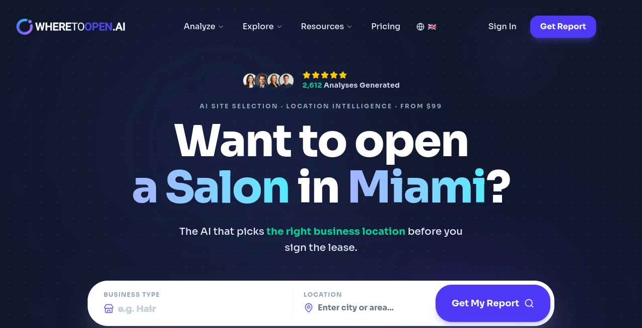 Screenshot of WhereToOpen – An AI tool in the ,AI Research Tool ,AI Business Ideas Generator ,AI Consulting Assistant ,AI Analytics Assistant  category, showcasing its interface and key features.