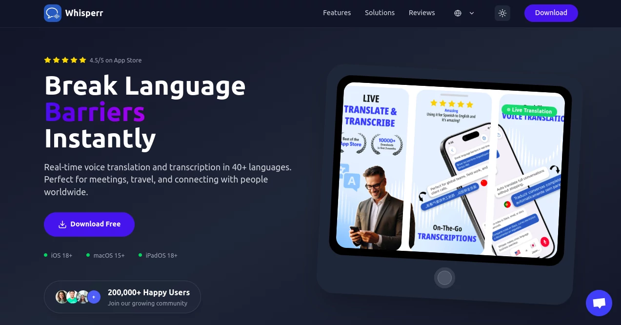 Screenshot of Whisperr – An AI tool in the ,AI Speech to Text ,AI Transcription ,AI Speech Synthesis ,AI Voice Assistants  category, showcasing its interface and key features.