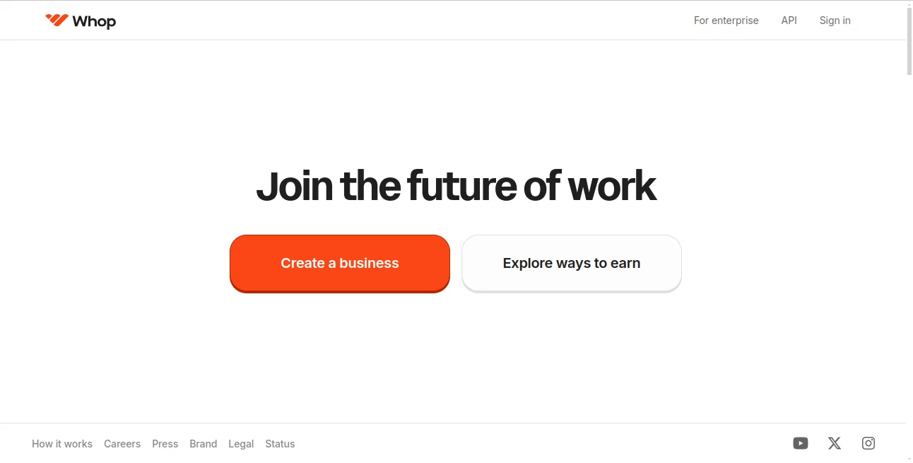 Screenshot of Whop – An AI tool in the ,AI Developer Tools ,AI E-commerce Assistant ,AI Productivity Tools ,AI Team Collaboration  category, showcasing its interface and key features.