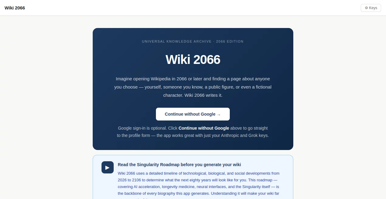 Screenshot of Wiki2066 – An AI tool in the ,AI Writing Assistants ,AI Research Tool ,AI Knowledge Base ,AI Knowledge Management  category, showcasing its interface and key features.