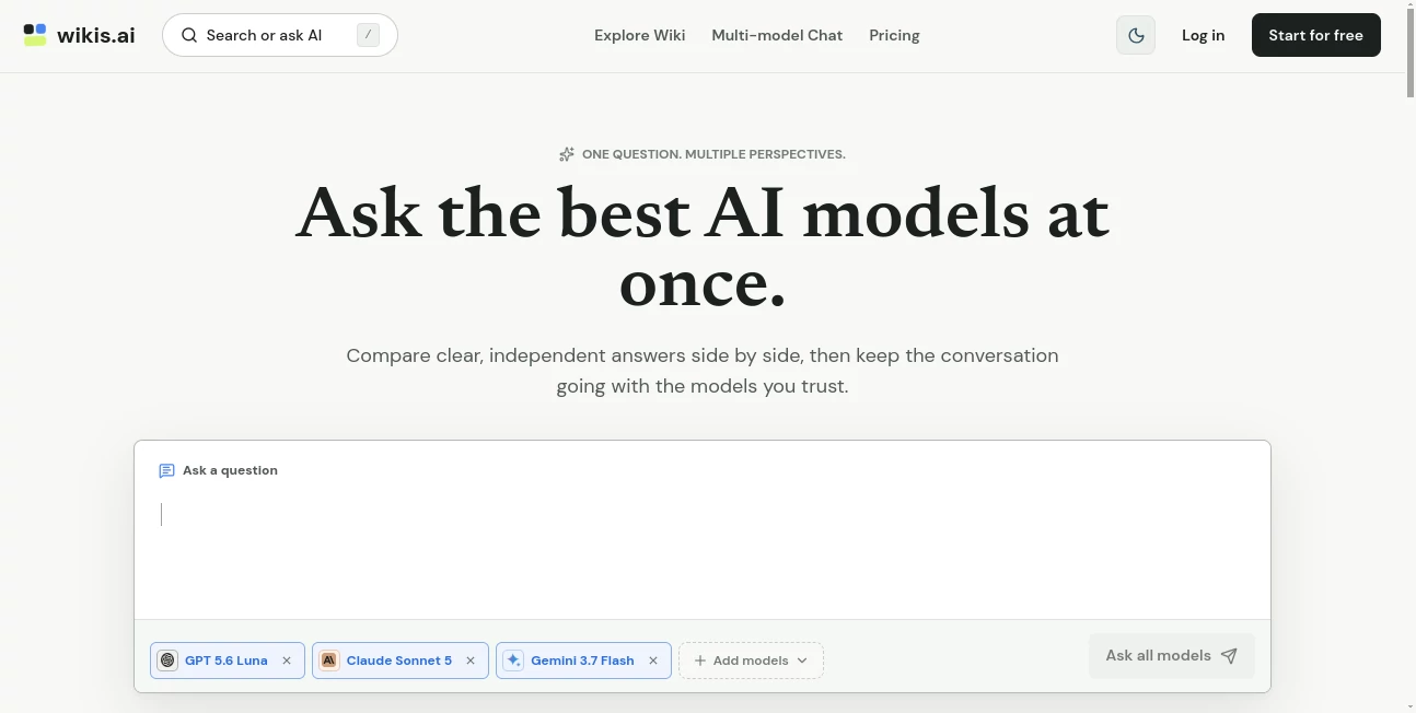 Screenshot of wikis.ai – An AI tool in the ,AI Knowledge Management ,AI Research Tool ,Large Language Models (LLMs) ,AI Knowledge Base  category, showcasing its interface and key features.