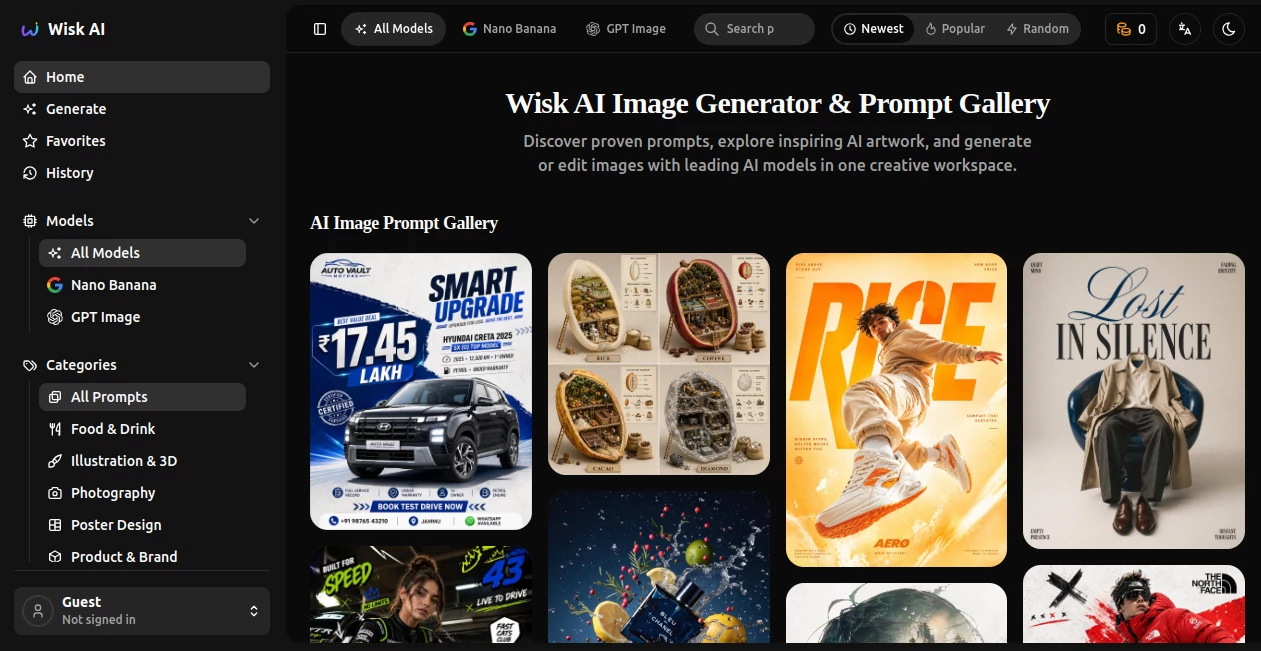 Screenshot of Wisk AI – An AI tool in the ,AI Text to Image ,AI Photo & Image Generator ,AI Image to Video ,AI Video Generator  category, showcasing its interface and key features.