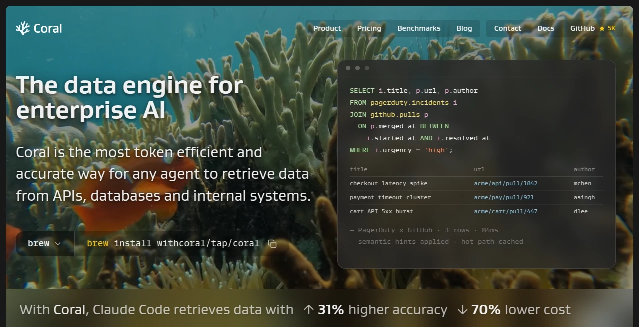 Screenshot of Coral – An AI tool in the ,AI Research Tool ,AI API Design ,AI Developer Tools ,AI Workflow Management  category, showcasing its interface and key features.