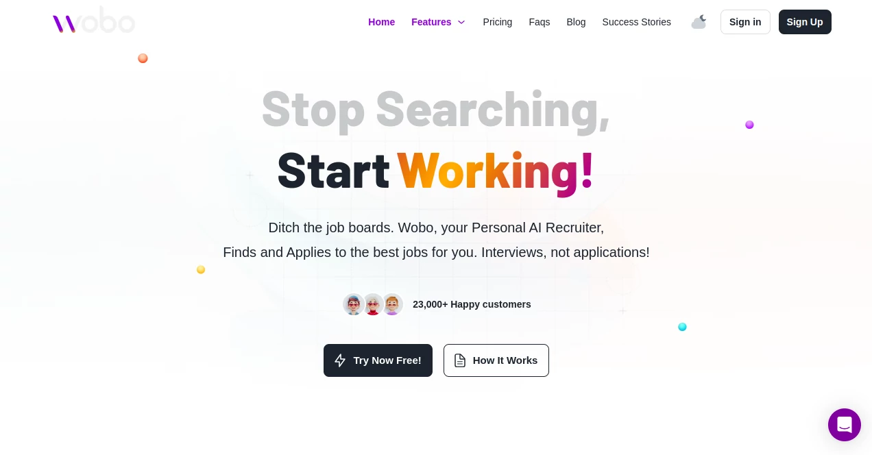 Screenshot of Wobo AI – An AI tool in the ,AI Cover Letter Generator ,AI Interview Assistant ,AI Recruiting ,AI Resume Builder  category, showcasing its interface and key features.