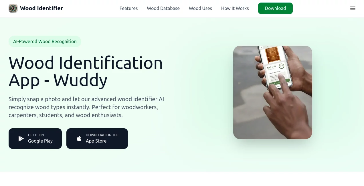 Screenshot of Wood Identifier – An AI tool in the ,AI Image Recognition ,AI Image Scanning ,AI Photography ,Education  category, showcasing its interface and key features.