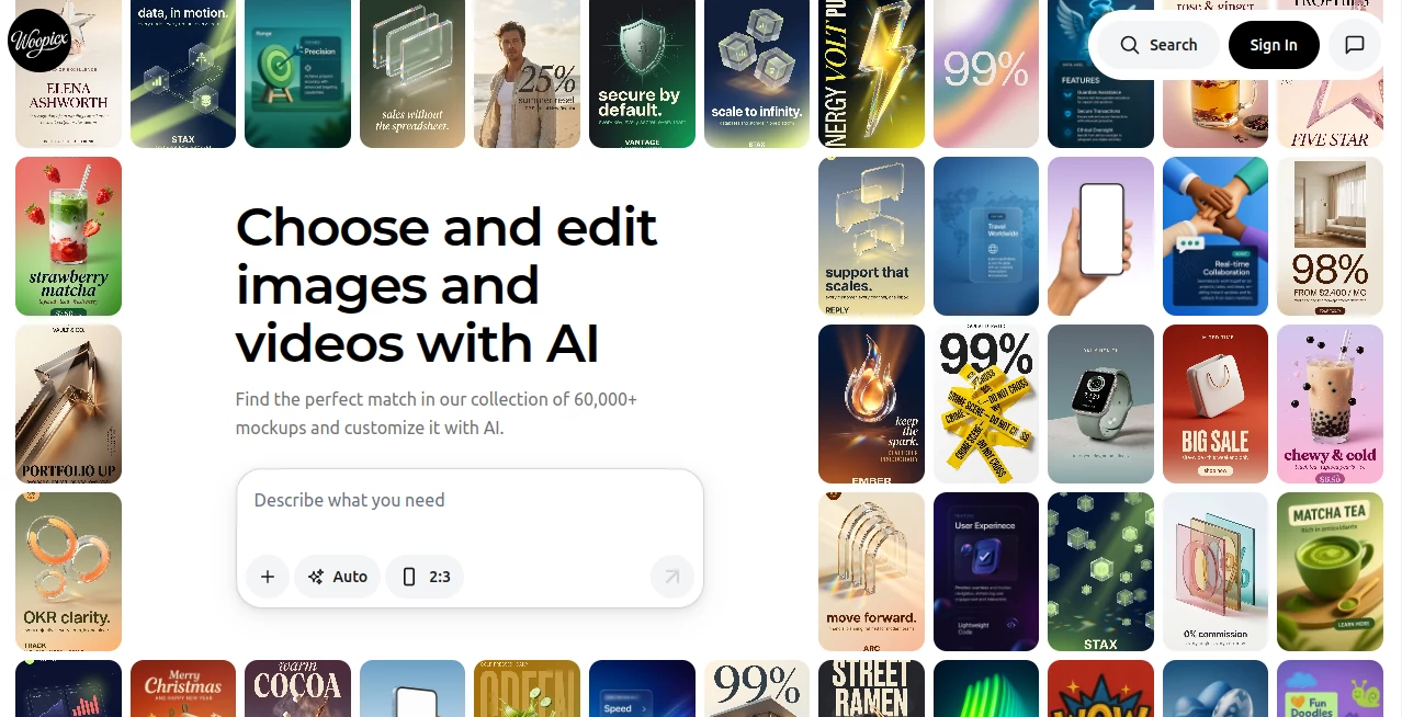 Screenshot of Woopicx – An AI tool in the ,AI Photo & Image Generator ,AI 3D Model Generator ,AI Design Generator ,AI Graphic Design  category, showcasing its interface and key features.